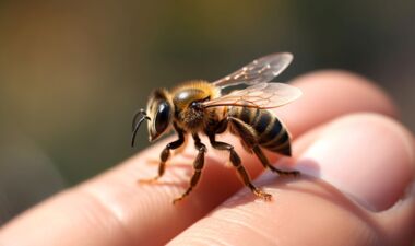 Symbolbild_Biene auf Finger; ©magnific