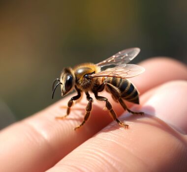 Symbolbild_Biene auf Finger; ©magnific